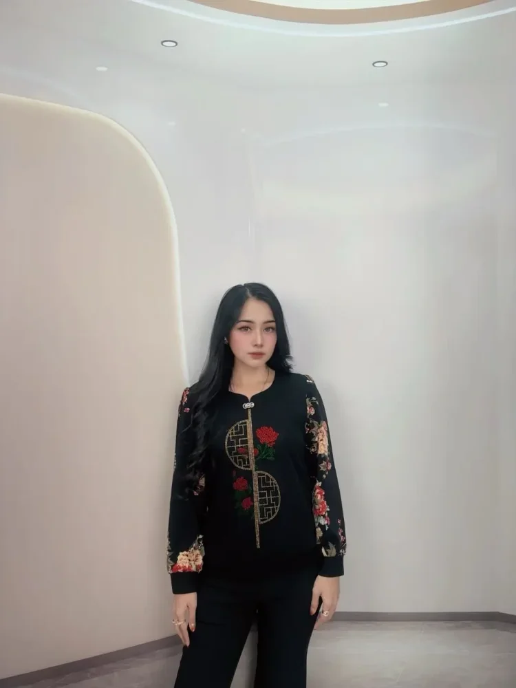 FADFAD Atasan blouse kerah bulat mode mandarin gaya retro baru