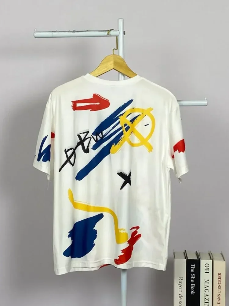ASAYA Atasan t-shirt lengan pendek dengan kerah bulat bergaya kasual, lembut dan tipis dengan motif cetak
