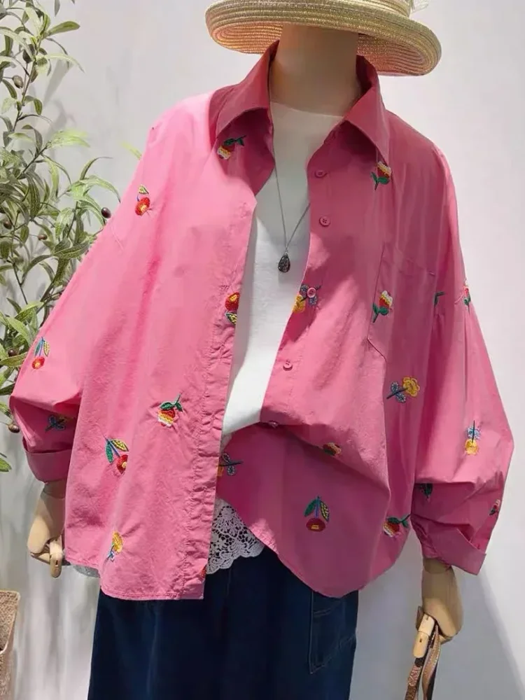 CHICMORE Atasan kemeja kerah polo lengan panjang warna baru gaya feminine