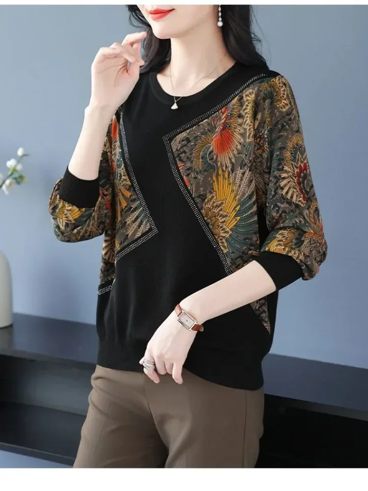FADFAD Atasan blus dengan motif cetak gaya elegan kekinian untuk wanita terlaris