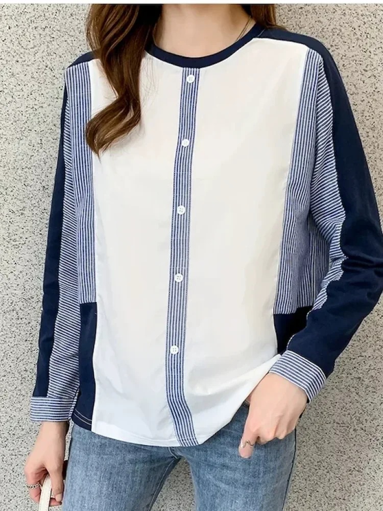 ASAYA Atasan wanita lengan 3/4 dengan motif striped