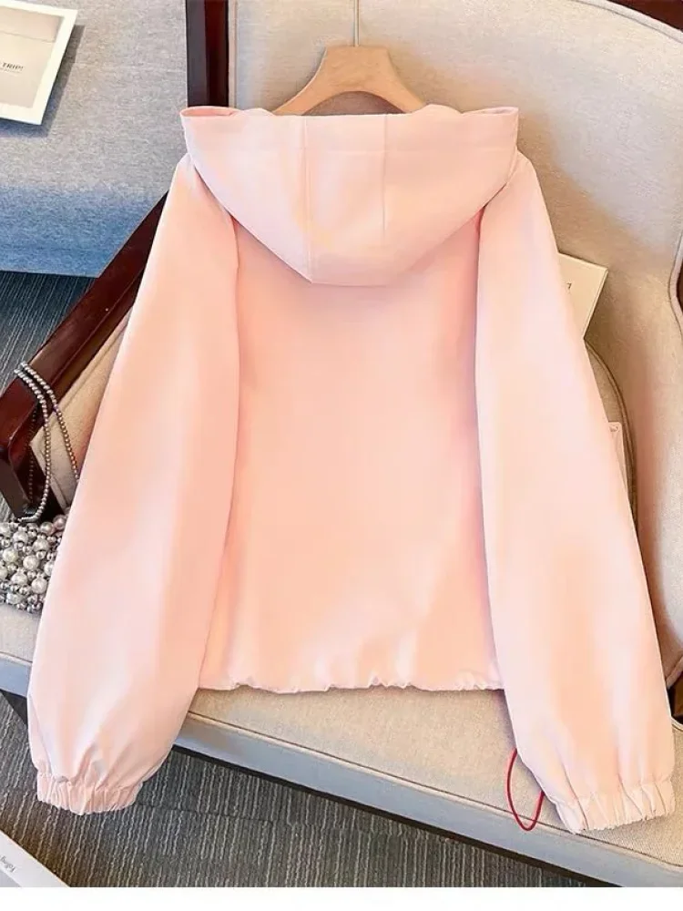 CHICMORE Jaket pakaian wanita warna solid kerah polo bergaya kekinian korea