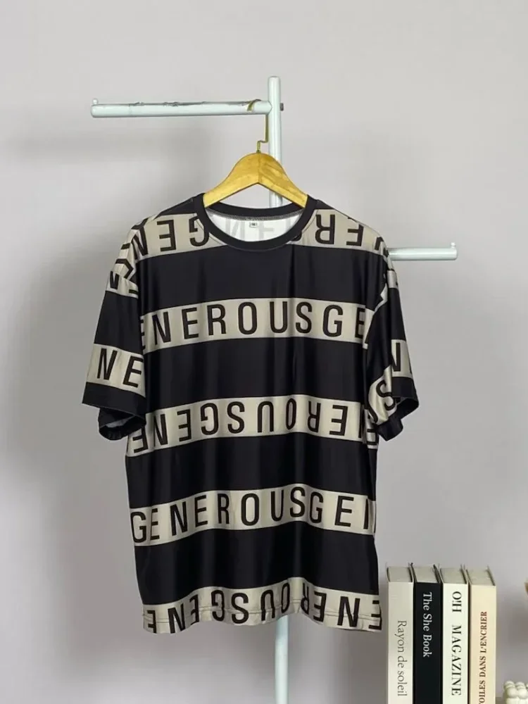 ASAYA Atasan t-shirt lengan pendek dengan kerah bulat bergaya kasual, lembut, tipis, dan bermotif