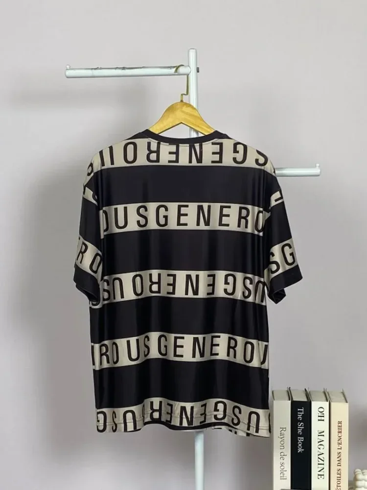 ASAYA Atasan t-shirt lengan pendek dengan kerah bulat bergaya kasual, lembut, tipis, dan bermotif