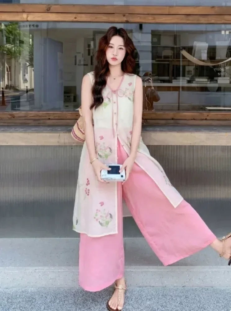 CHICMORE Setelan dua potong nyaman dengan gaya kasual untuk wanita terlaris dengan model terbaru terlaris
