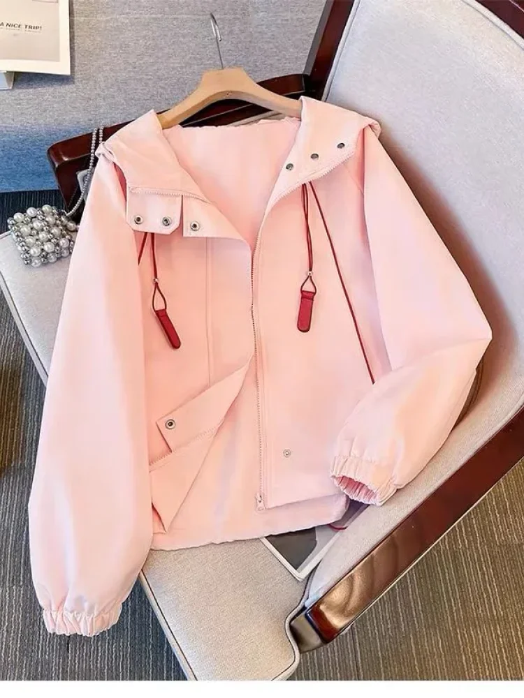 CHICMORE Jaket pakaian wanita warna solid kerah polo bergaya kekinian korea