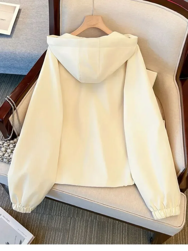 CHICMORE Jaket pakaian wanita warna solid kerah polo bergaya kekinian korea