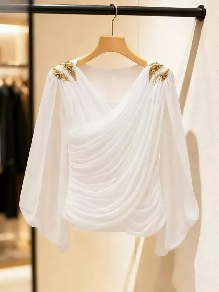 FADFAD Blouse lipit unik dengan desain ramping elegan untuk wanita terlaris