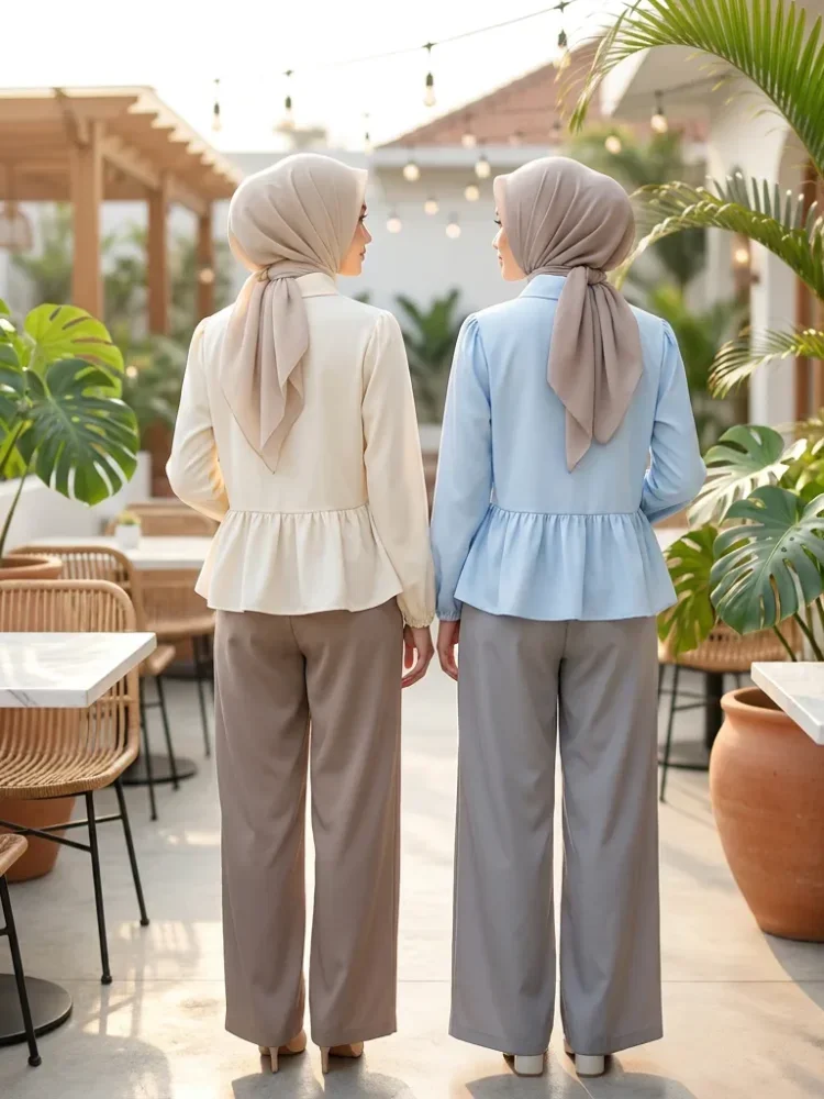 ASAYA Atasan blouse motif polkadot dengan gaya kasual untuk wanita