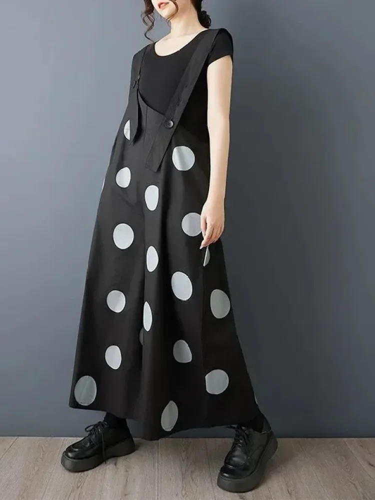 ASAYA Celana panjang kaki lebar motif polkadot bergaya kekinian untuk wanita