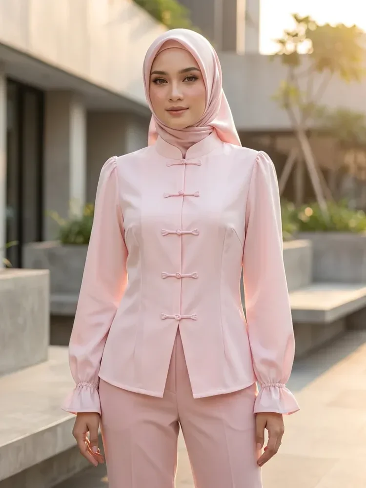 ASAYA Atasan wanita model lonceng, buatan tangan, gaya minimalis