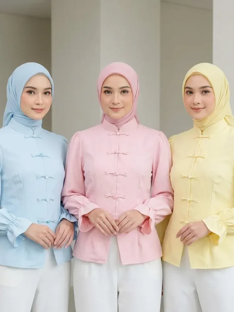 ASAYA Atasan wanita model lonceng, buatan tangan, gaya minimalis