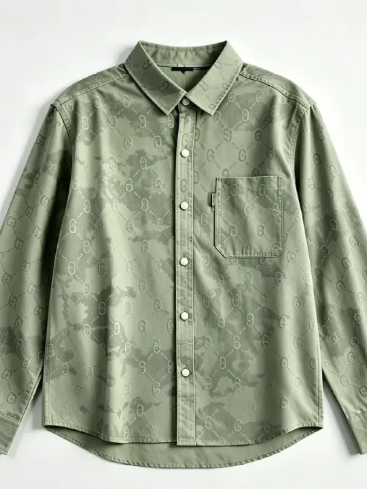 MODISH Atasan kemeja lengan panjang untuk pria tie dye print workwear