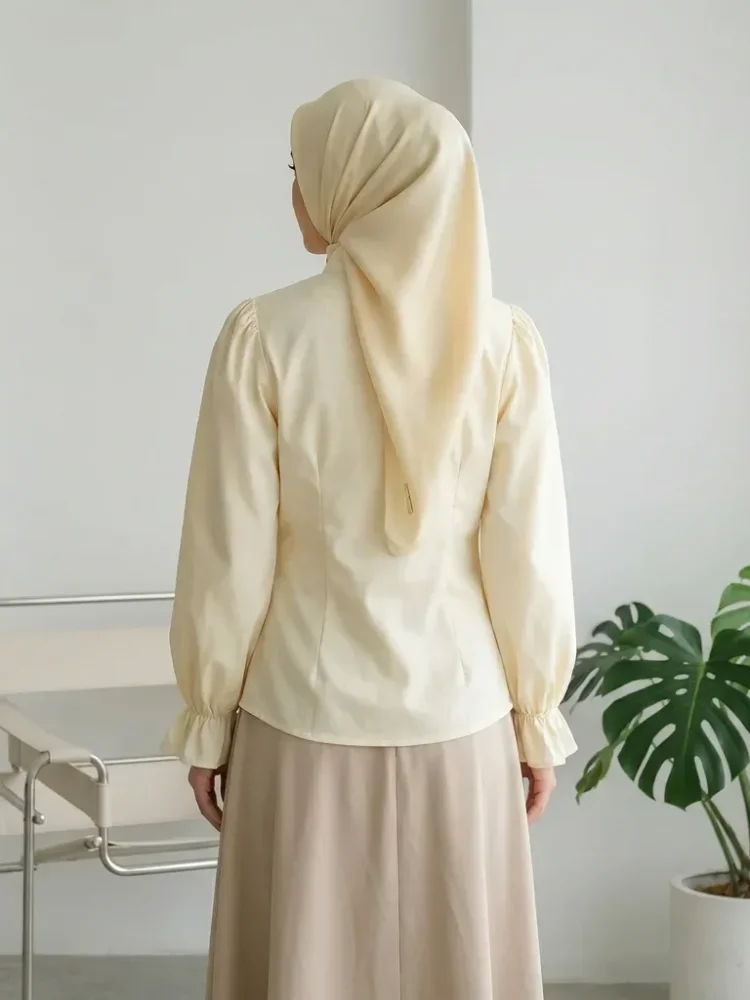 ASAYA Atasan wanita model lonceng, buatan tangan, gaya minimalis