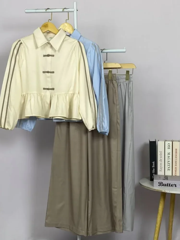 ASAYA Atasan blouse motif polkadot dengan gaya kasual untuk wanita