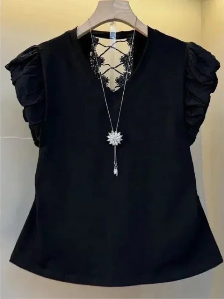 FADFAD Atasan blouse lengan pendek dengan variasi kekinian stylish warna solid