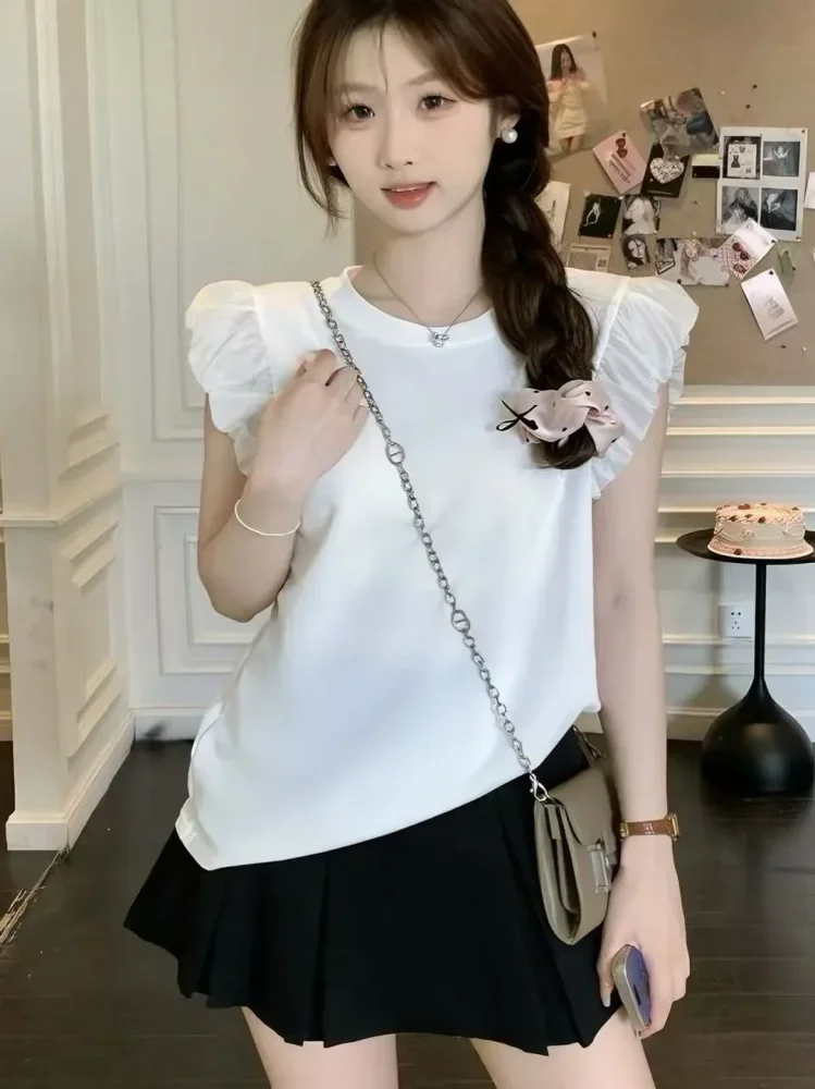 FADFAD Atasan blouse lengan pendek dengan variasi kekinian stylish warna solid