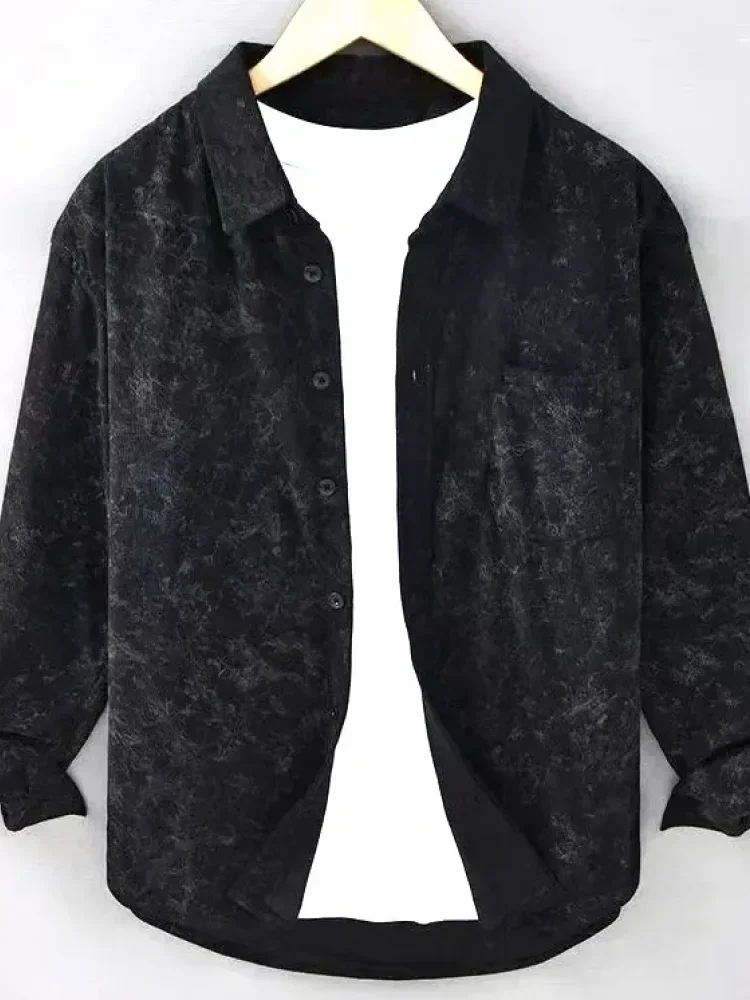 MODISH Atasan lengan panjang pria motif abstrak masa kini