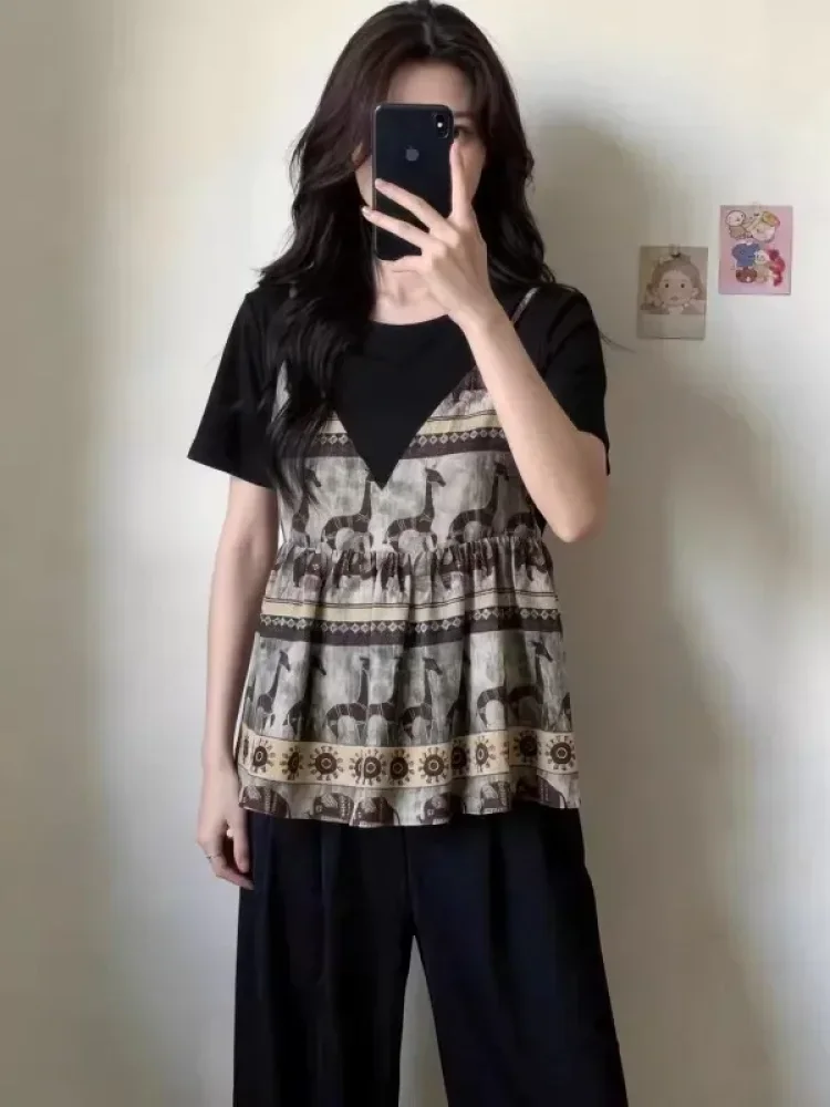 ASAYA Atasan wanita lengan pendek bergaya baru yang elegan