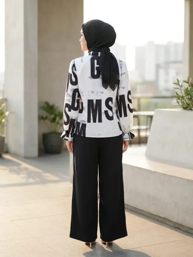 ASAYA Setelan wanita dengan lengan bell dan resleting buatan tangan bergaya minimalis warna solid