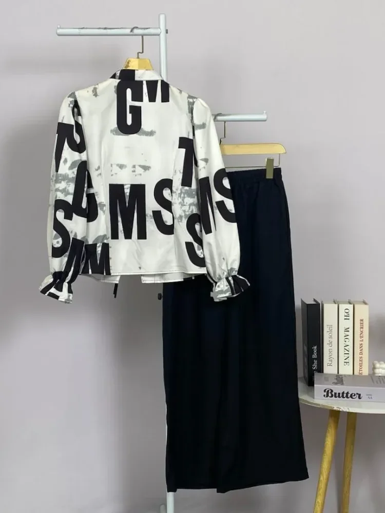 ASAYA Setelan wanita dengan lengan bell dan resleting buatan tangan bergaya minimalis warna solid