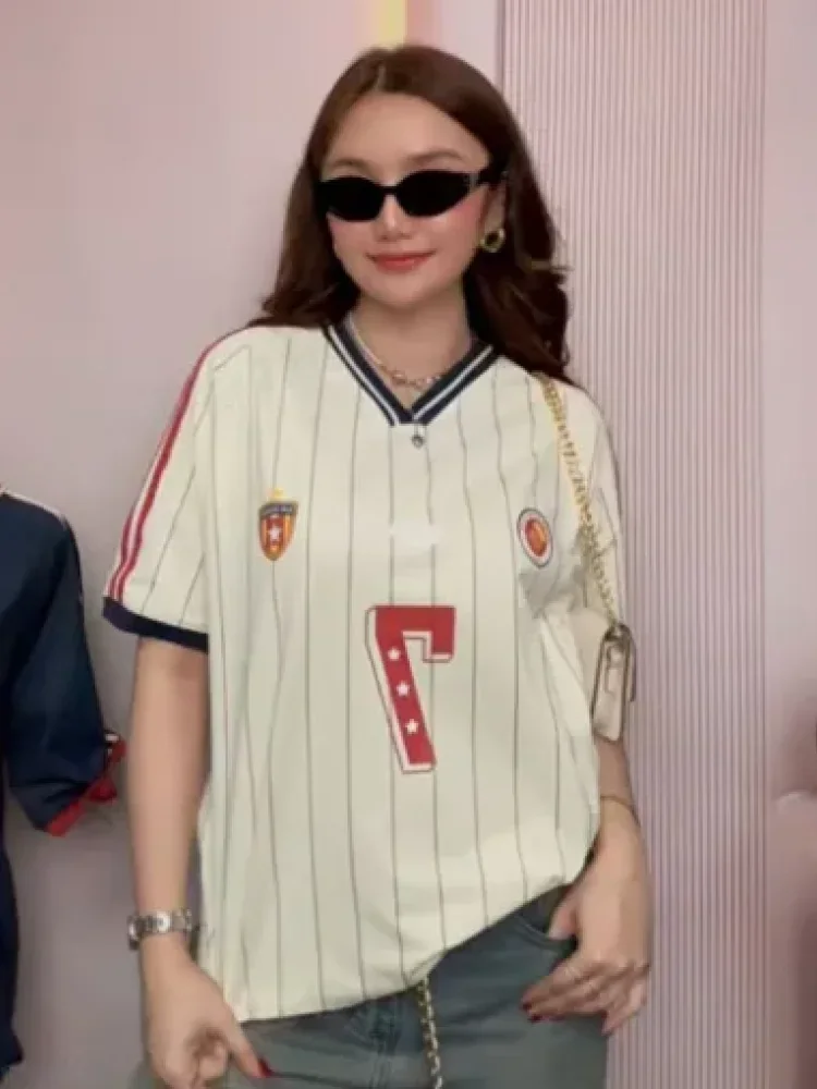 ASAYA Atasan wanita blouse lengan pendek kerah v neck motif trendi