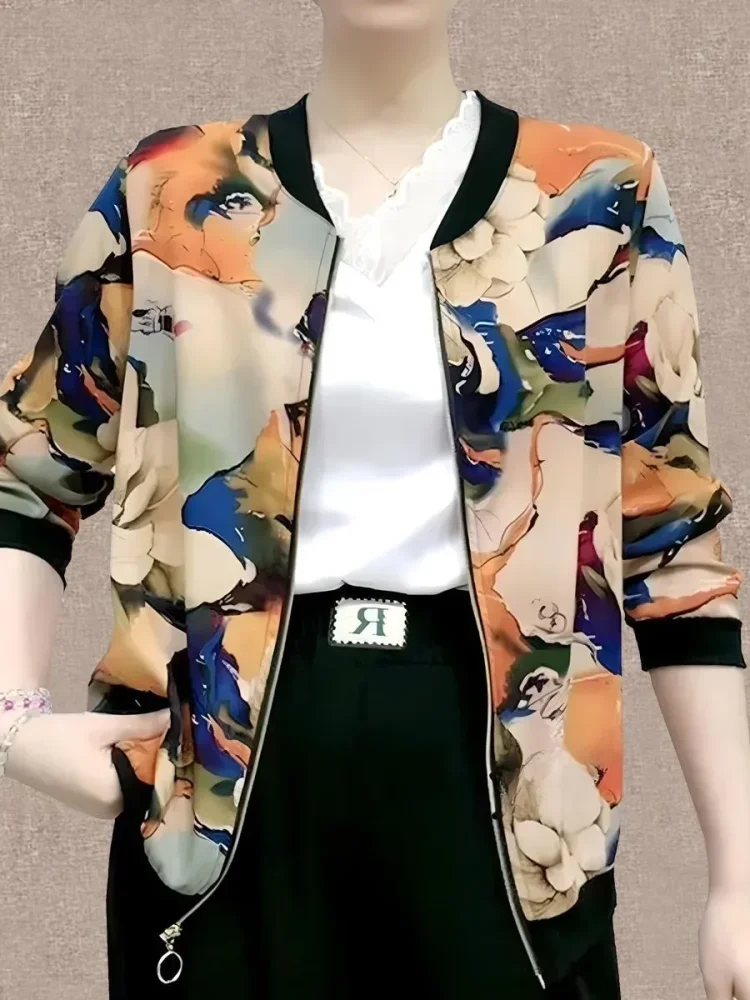 FADFAD Atasan dengan lengan panjang motif cetak gaya baru untuk wanita trendi