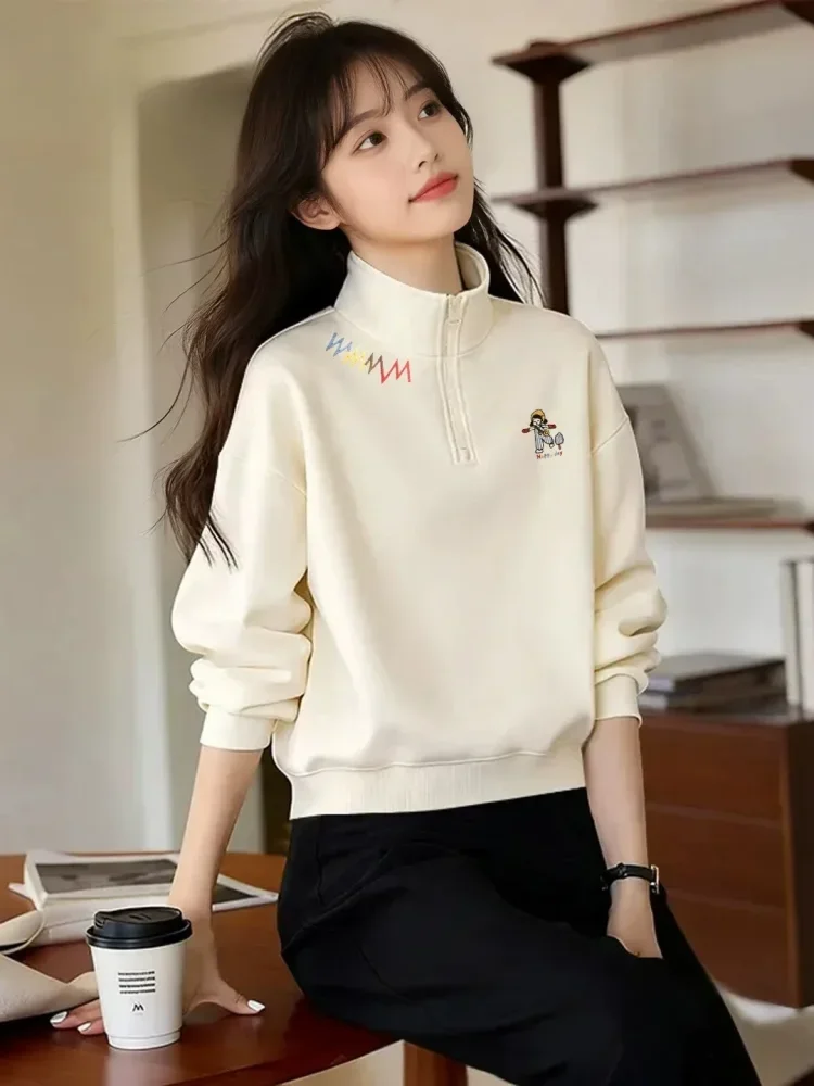 CHICMORE Atasan half-zip sweatshirt lengan panjang stylish untuk wanita