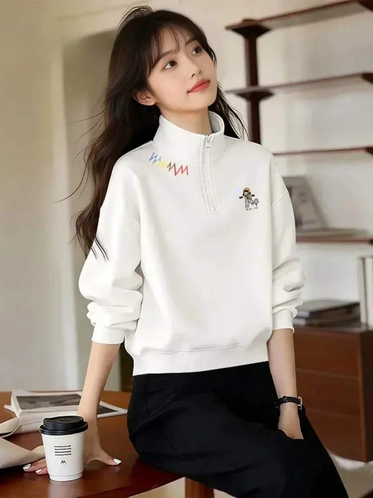 CHICMORE Atasan half-zip sweatshirt lengan panjang stylish untuk wanita