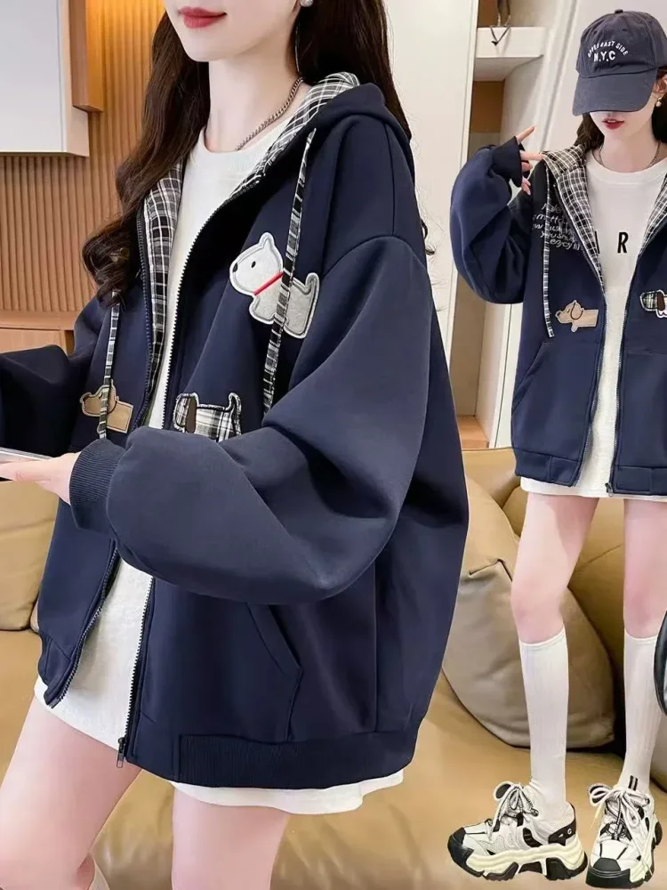 CHICMORE Atasan wanita jaket lengan panjang model kekinian dengan hoded trendi