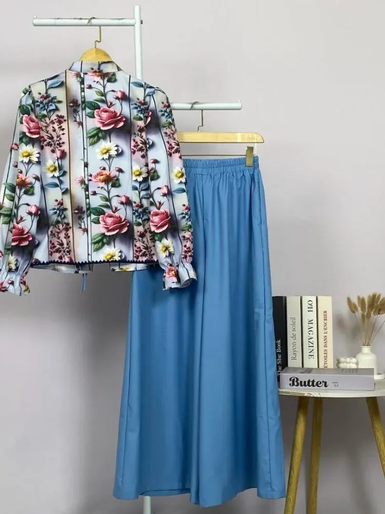 ASAYA Setelan wanita dengan lengan bell dan resleting buatan tangan bergaya minimalis warna solid