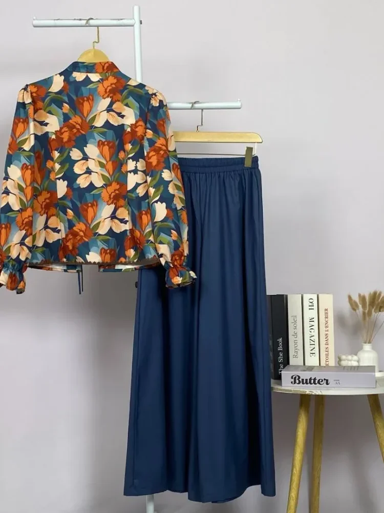ASAYA Setelan wanita dengan lengan bell dan resleting buatan tangan bergaya minimalis warna solid