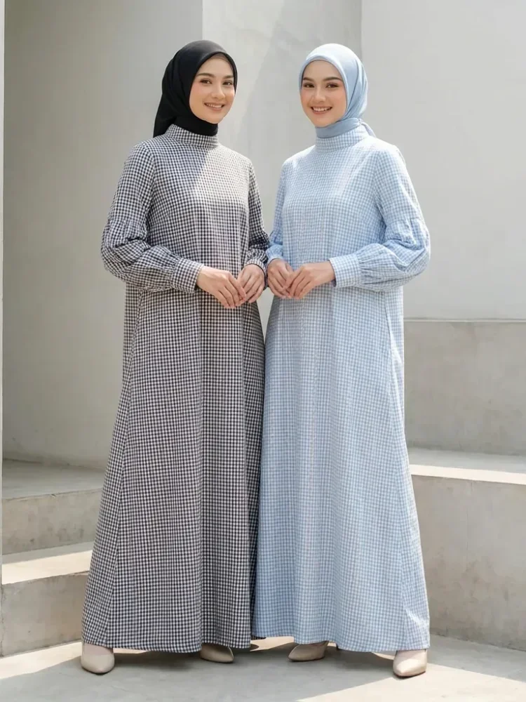 ASAYA Gaun elegan dengan motif posisi mode lengan panjang