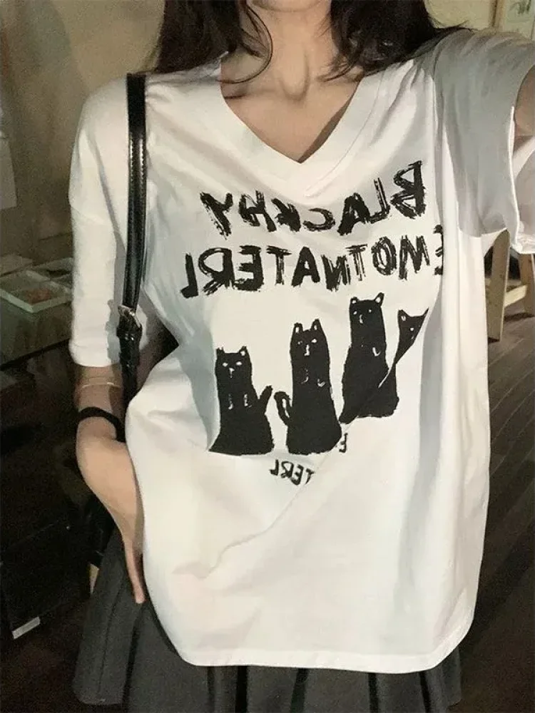 ASAYA Blouse longgar lengan pendek motif cetak wanita