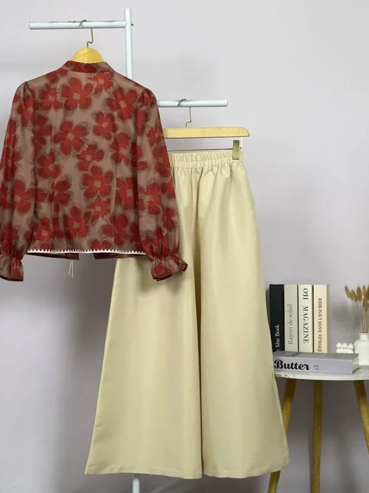 ASAYA Setelan wanita dengan lengan bell dan resleting buatan tangan bergaya minimalis warna solid