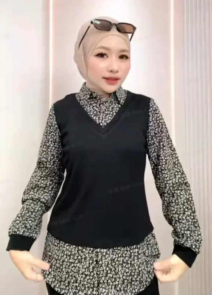 FADFAD Atasan model dua lapis modis kemeja dan vest untuk wanita