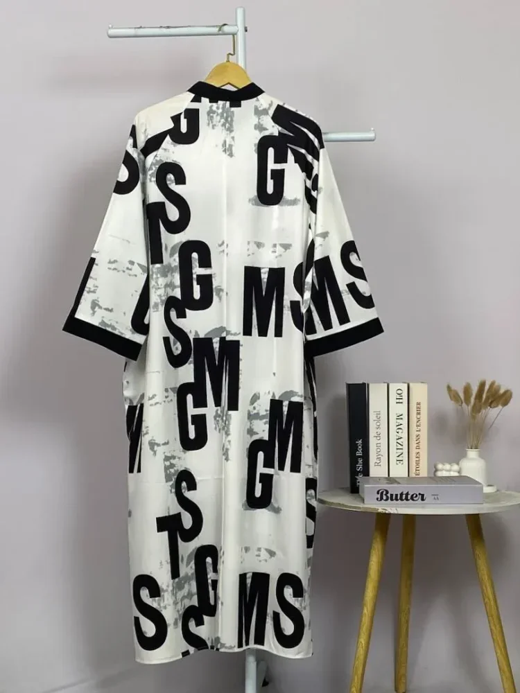 ASAYA Gamis wanita elegan motif garis kotak biru abu modern kekinian