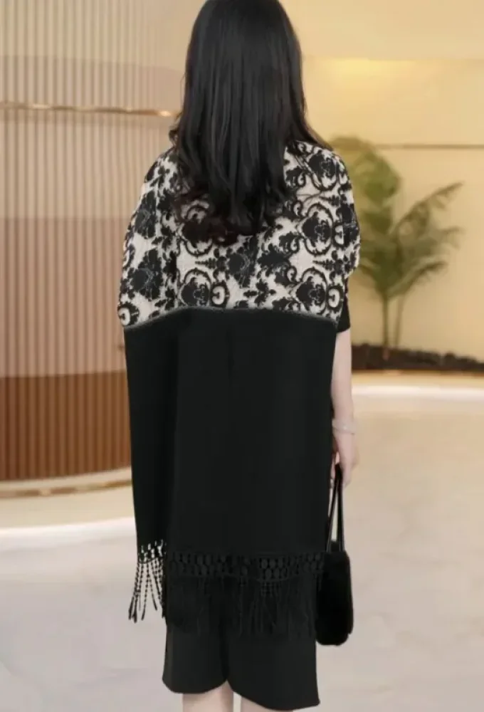 FADFAD Atasan outer kardigan motif lukisan retro untuk wanita