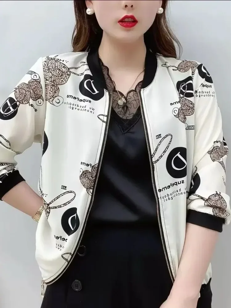 FADFAD Atasan lengan panjang dengan motif cetak kasual untuk wanita