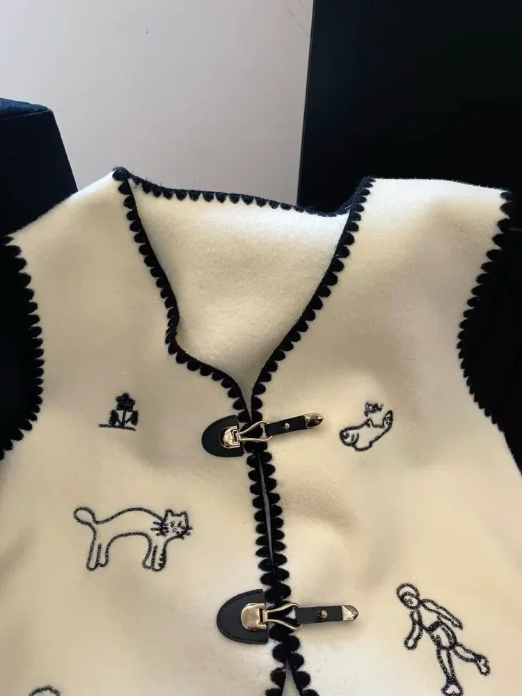 CHICMORE Vest tanpa lengan kerah v neck gaya anggun untuk wanita