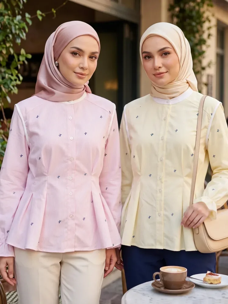 ASAYA Kemeja cetak temperamen gaya baru wanita atasan elegan