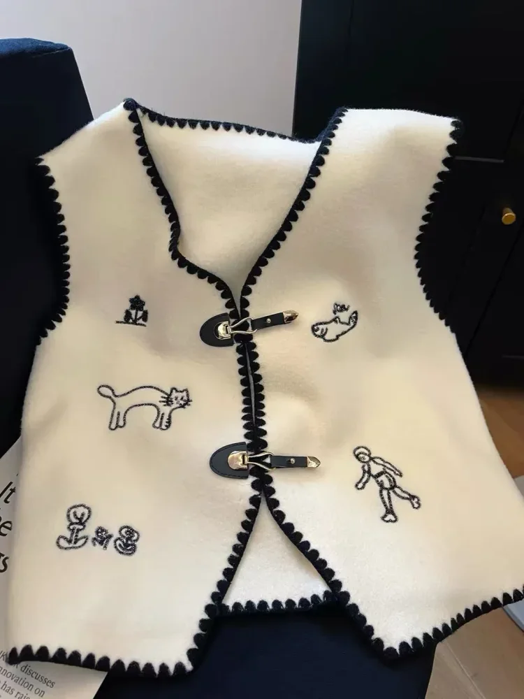 CHICMORE Vest tanpa lengan kerah v neck gaya anggun untuk wanita