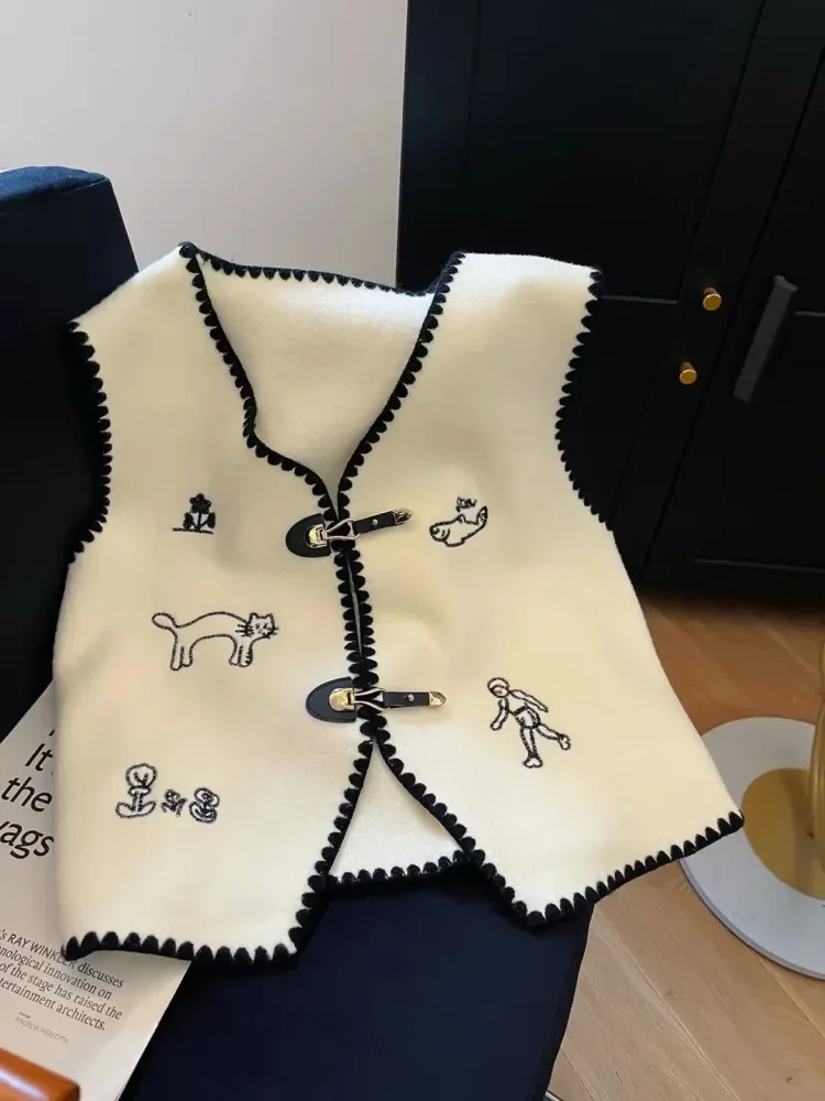 CHICMORE Vest tanpa lengan kerah v neck gaya anggun untuk wanita