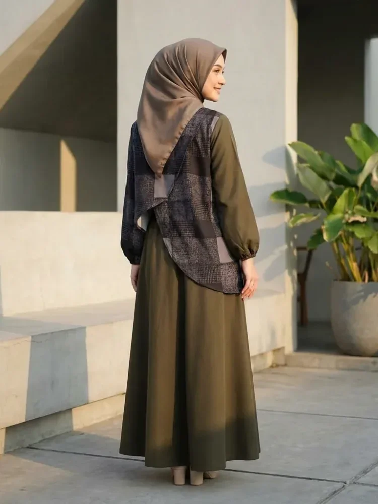 ASAYA Setelan celana modis dengan motif kotak-kotak, dipadukan dengan atasan tidak beraturan, panjang sedang, pinggang tinggi, desain pas tubuh, membuat tubuh terlihat lebih ramping