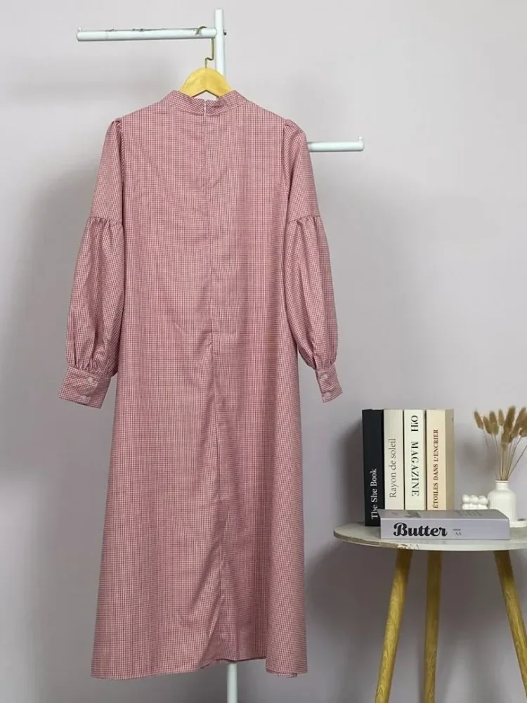 ASAYA Gaun elegan dengan motif posisi mode lengan panjang