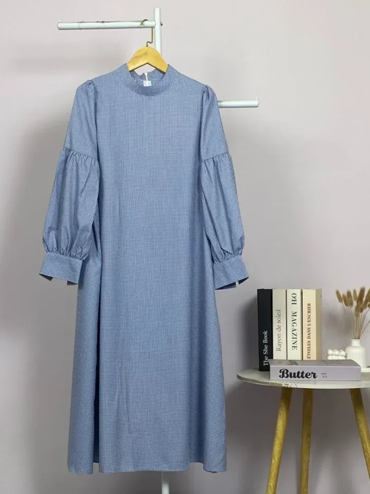 ASAYA Gaun elegan dengan motif posisi mode lengan panjang