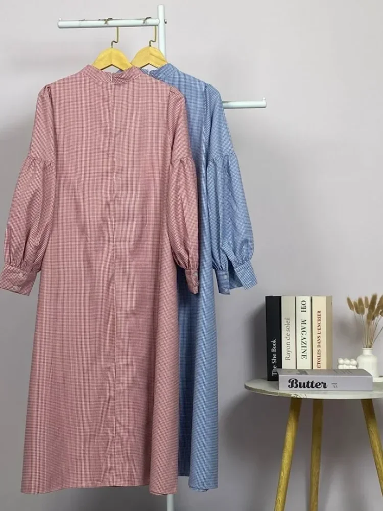 ASAYA Gaun elegan dengan motif posisi mode lengan panjang
