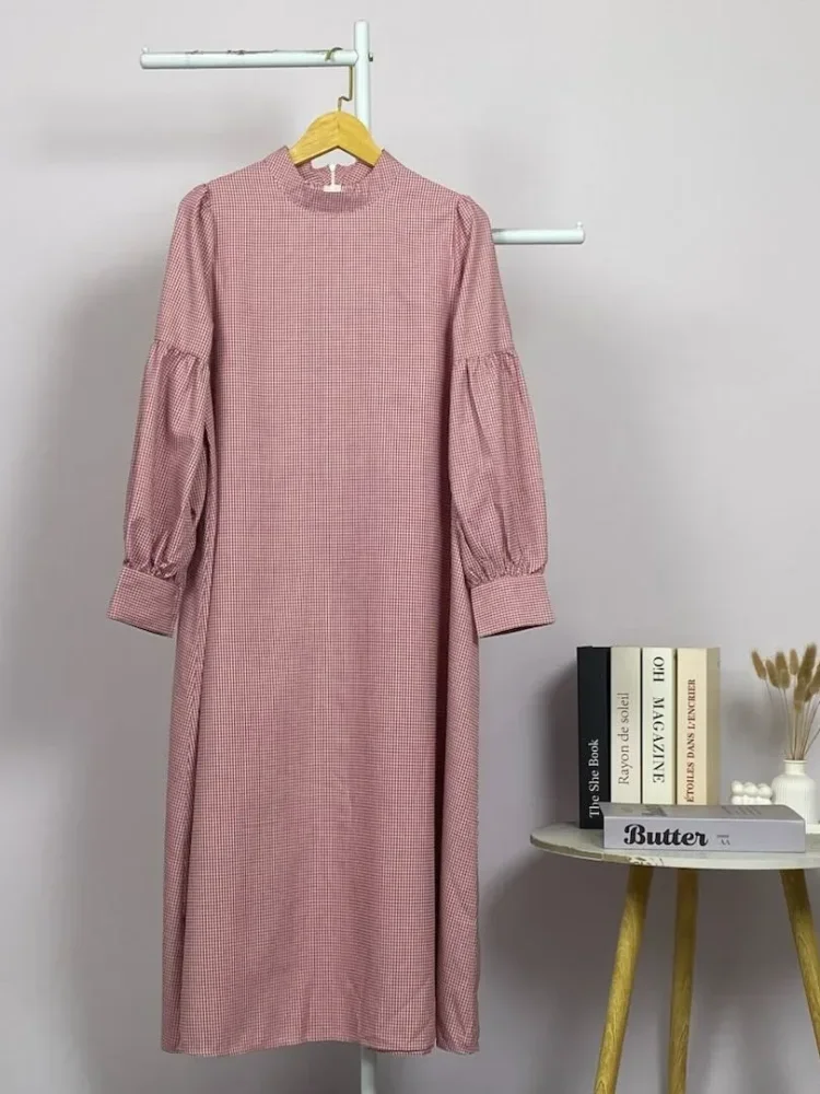ASAYA Gaun elegan dengan motif posisi mode lengan panjang