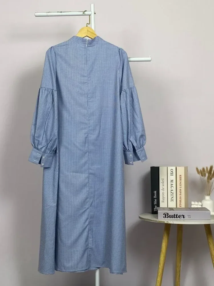 ASAYA Gaun elegan dengan motif posisi mode lengan panjang