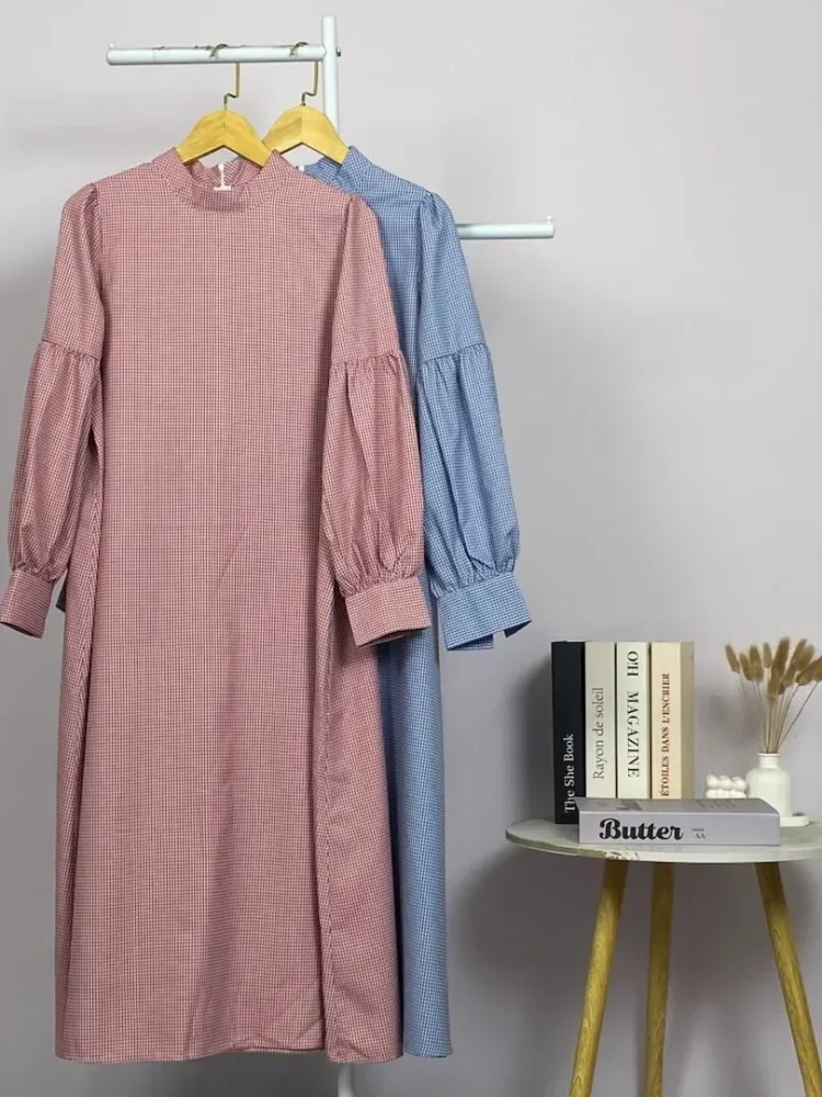ASAYA Gaun elegan dengan motif posisi mode lengan panjang